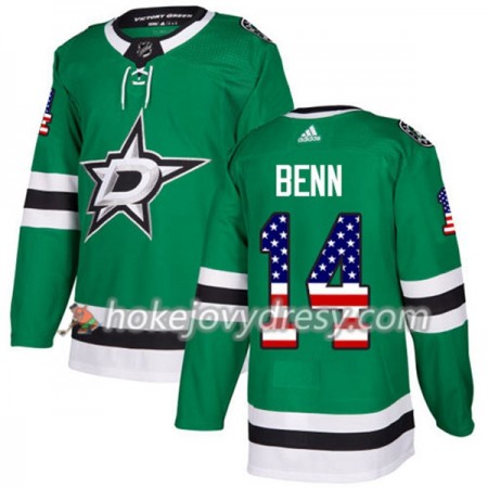 Pánské Hokejový Dres Dallas Stars Jamie Benn 14 2017-2018 USA Flag Fashion Zelená Adidas Authentic